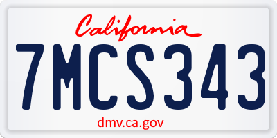 CA license plate 7MCS343