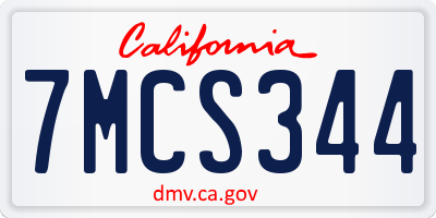 CA license plate 7MCS344