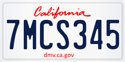 CA license plate 7MCS345