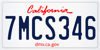 CA license plate 7MCS346
