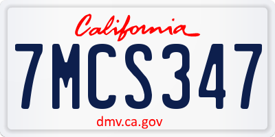 CA license plate 7MCS347
