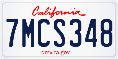 CA license plate 7MCS348