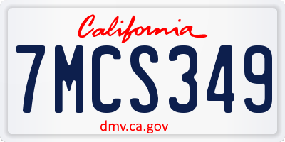 CA license plate 7MCS349