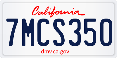 CA license plate 7MCS350