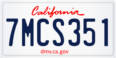 CA license plate 7MCS351