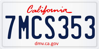 CA license plate 7MCS353