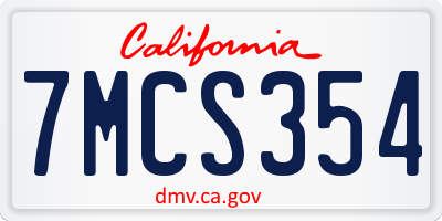 CA license plate 7MCS354