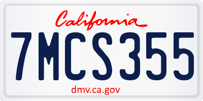 CA license plate 7MCS355