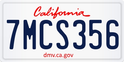 CA license plate 7MCS356