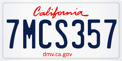 CA license plate 7MCS357