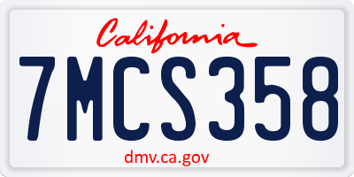 CA license plate 7MCS358