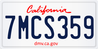 CA license plate 7MCS359