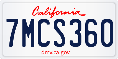 CA license plate 7MCS360