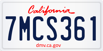 CA license plate 7MCS361