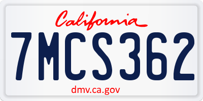 CA license plate 7MCS362