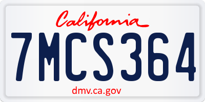 CA license plate 7MCS364