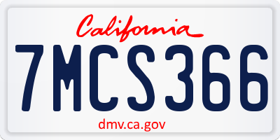 CA license plate 7MCS366