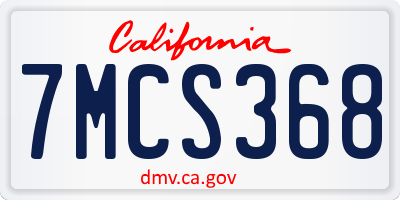 CA license plate 7MCS368