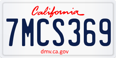 CA license plate 7MCS369