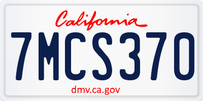CA license plate 7MCS370