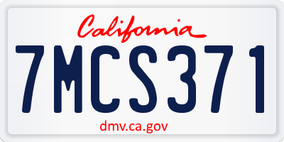 CA license plate 7MCS371