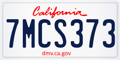 CA license plate 7MCS373