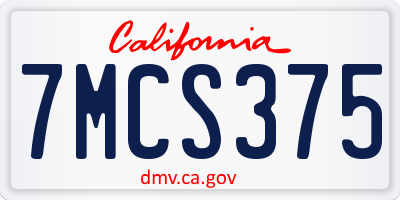 CA license plate 7MCS375