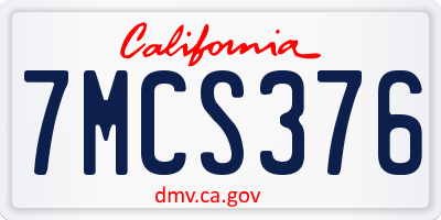 CA license plate 7MCS376