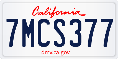 CA license plate 7MCS377