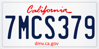 CA license plate 7MCS379