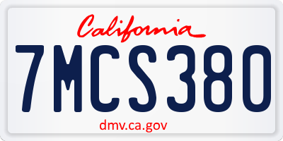 CA license plate 7MCS380
