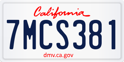 CA license plate 7MCS381