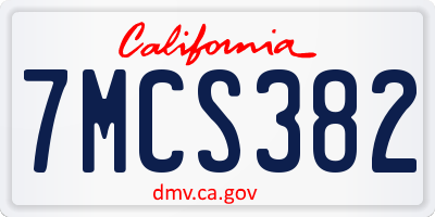 CA license plate 7MCS382