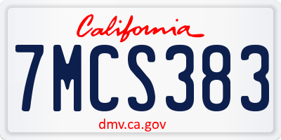 CA license plate 7MCS383