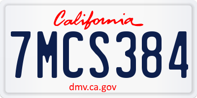 CA license plate 7MCS384