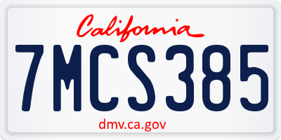 CA license plate 7MCS385