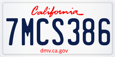CA license plate 7MCS386