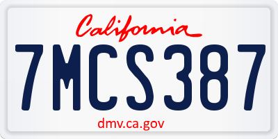 CA license plate 7MCS387