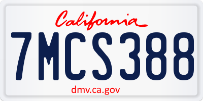 CA license plate 7MCS388