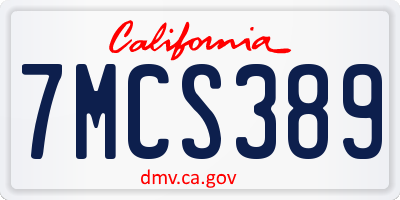 CA license plate 7MCS389