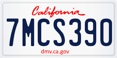 CA license plate 7MCS390