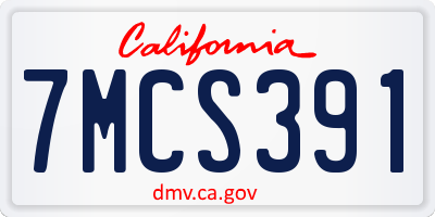 CA license plate 7MCS391