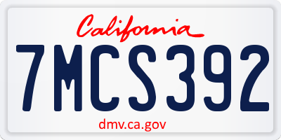 CA license plate 7MCS392