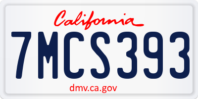 CA license plate 7MCS393