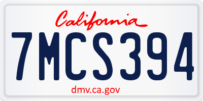 CA license plate 7MCS394