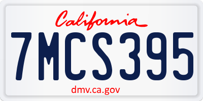CA license plate 7MCS395