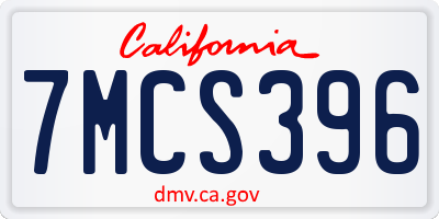 CA license plate 7MCS396