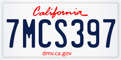 CA license plate 7MCS397