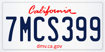 CA license plate 7MCS399