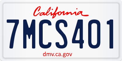 CA license plate 7MCS401